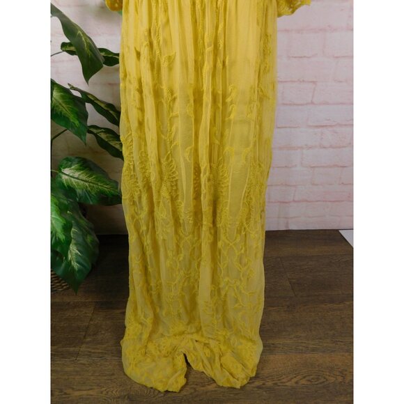 DM Fashion Yellow Lace Maxi Dress XS Women Boho - Picture 4 of 13